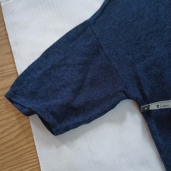 Pure Jill Linen Blend Floral Pattern Oversized Navy Blue Tunic Top Small - Picture 6 of 10
